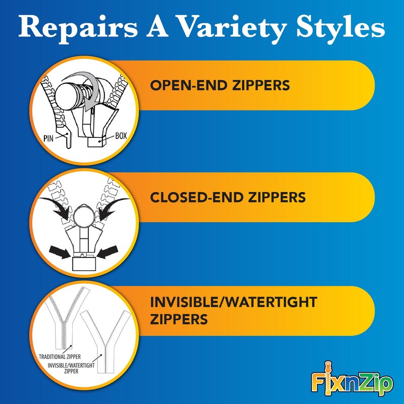FixnZip (Medium, Nickel) - See Size Guide - Universal Zipper Repair Kit for Jackets, Luggage, Bags - Backpack Zipper Replacement Repair Kit - Instant Zipper Fix - Image 4